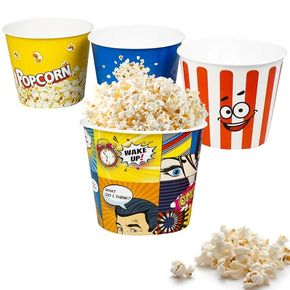 1 Retro Style Reusable Plastic Popcorn Bowl Container Bucket 7" Tall Movie Night