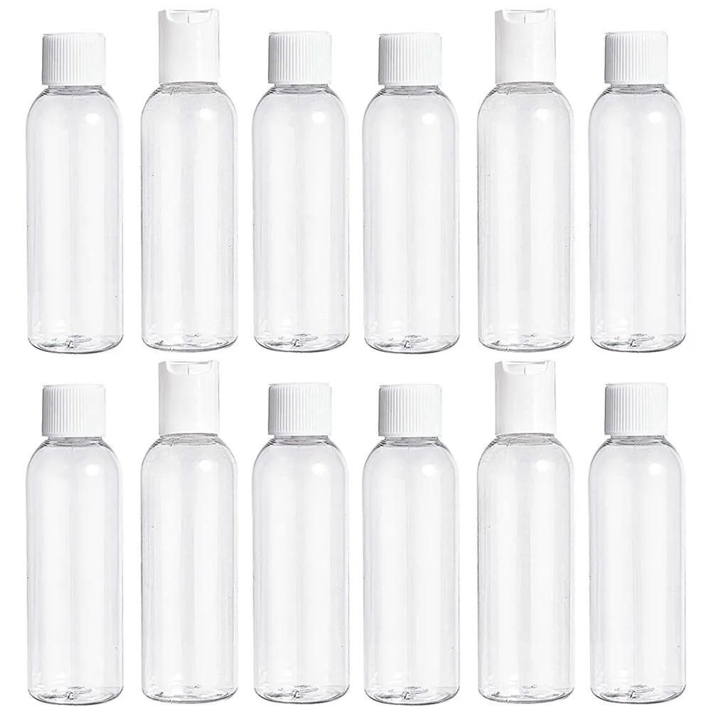 12 Pack Plastic Empty Toiletry Bottles 60ml Containers for Travel Essential Oil