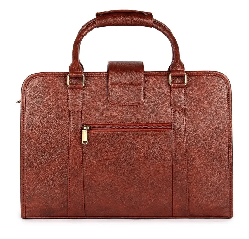 15.6-Inch Vegan Leather Laptop Bag - Professional Style | Slim Cushioned Sleeve | Tan
