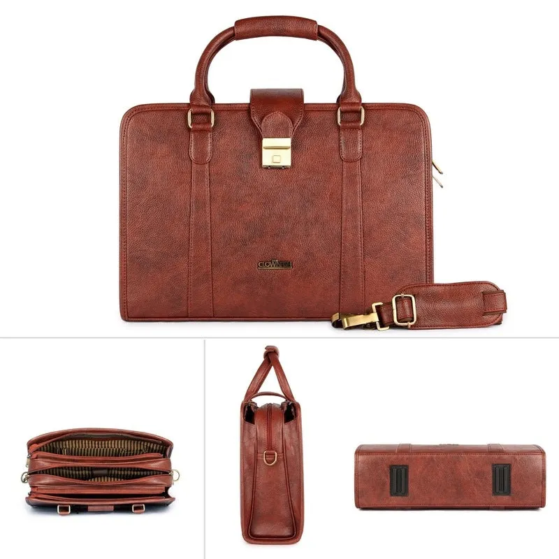 15.6-Inch Vegan Leather Laptop Bag - Professional Style | Slim Cushioned Sleeve | Tan