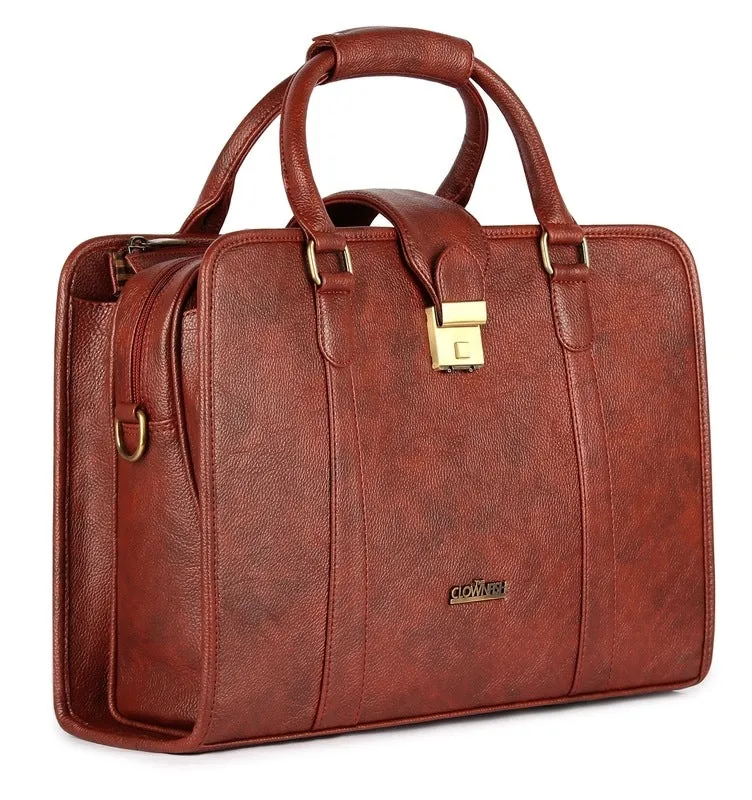 15.6-Inch Vegan Leather Laptop Bag - Professional Style | Slim Cushioned Sleeve | Tan