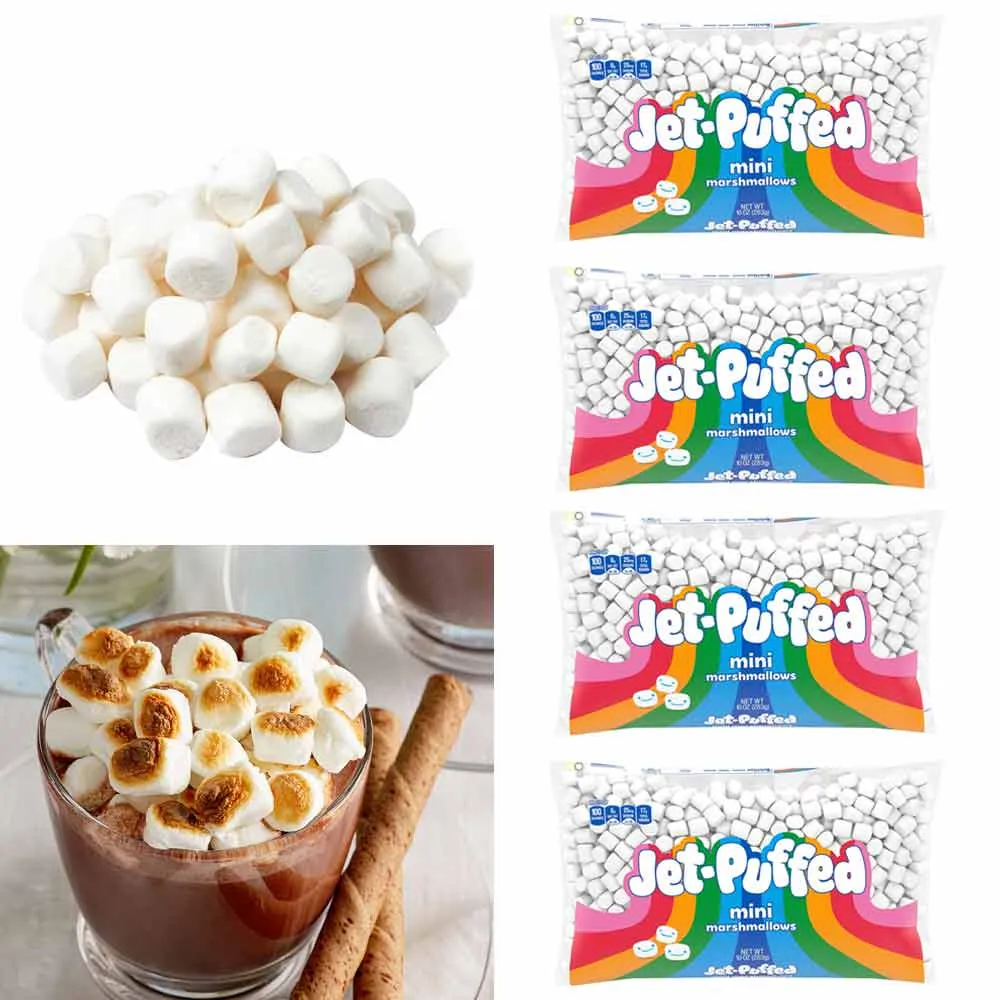 4 Bags Jet Puffed Mini Marshmallows Hot Cocoa Desserts Mini Marshmallow 40 Ounce