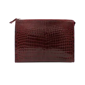 Alligator Zip Clutch with Strap