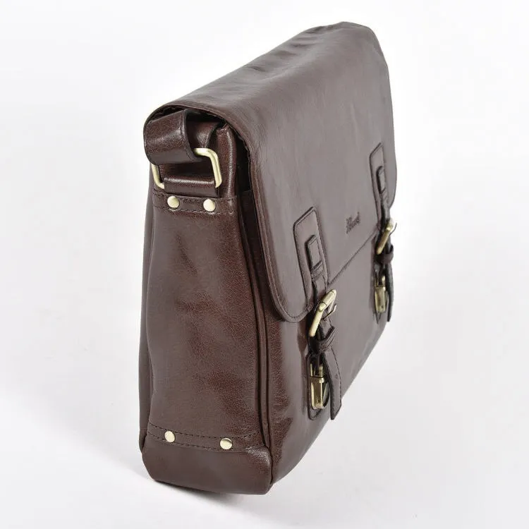 Ashwood Chelsea Jasper Double Clasp Brown Leather Laptop Satchel