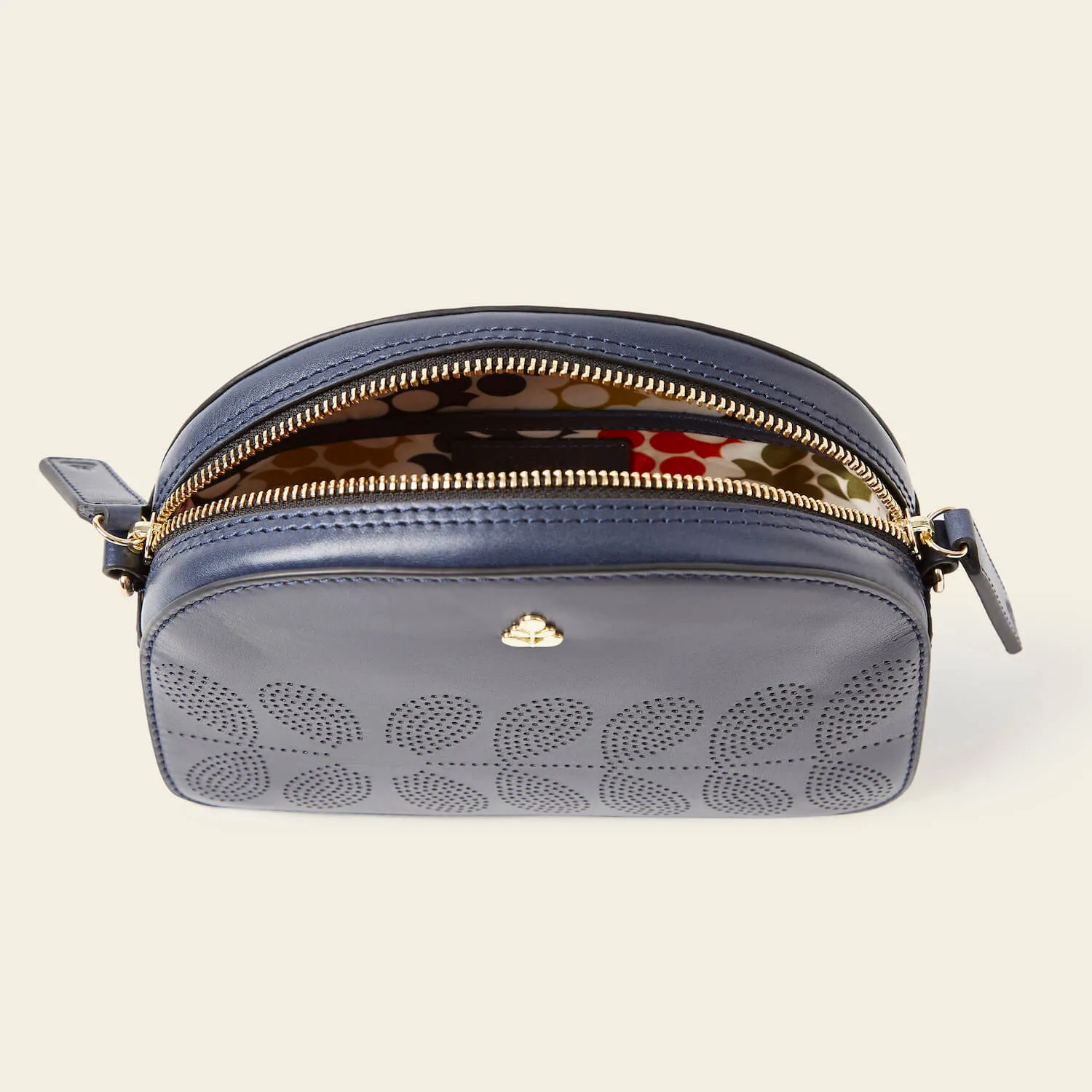 Babaluna Crossbody - Navy Punched Flower