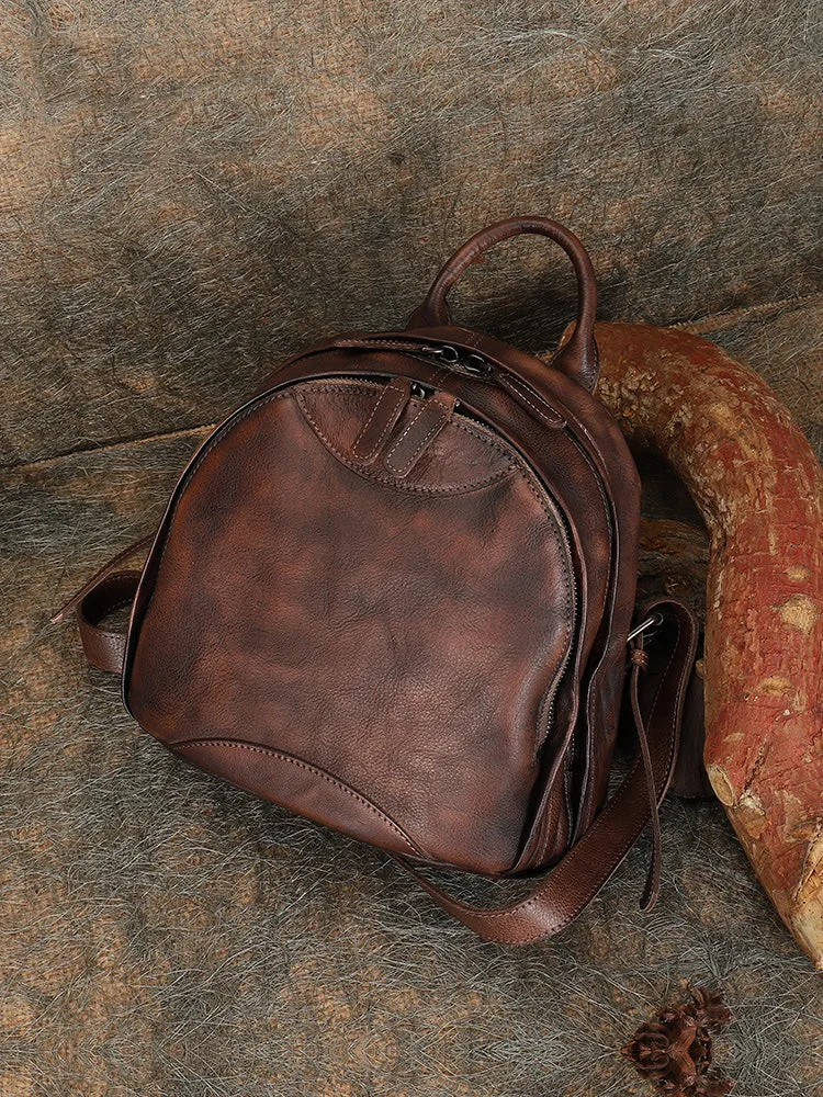 Best Leather Rucksack Bag Womens Vintage Small School Backpacks Leather Backpack Purse