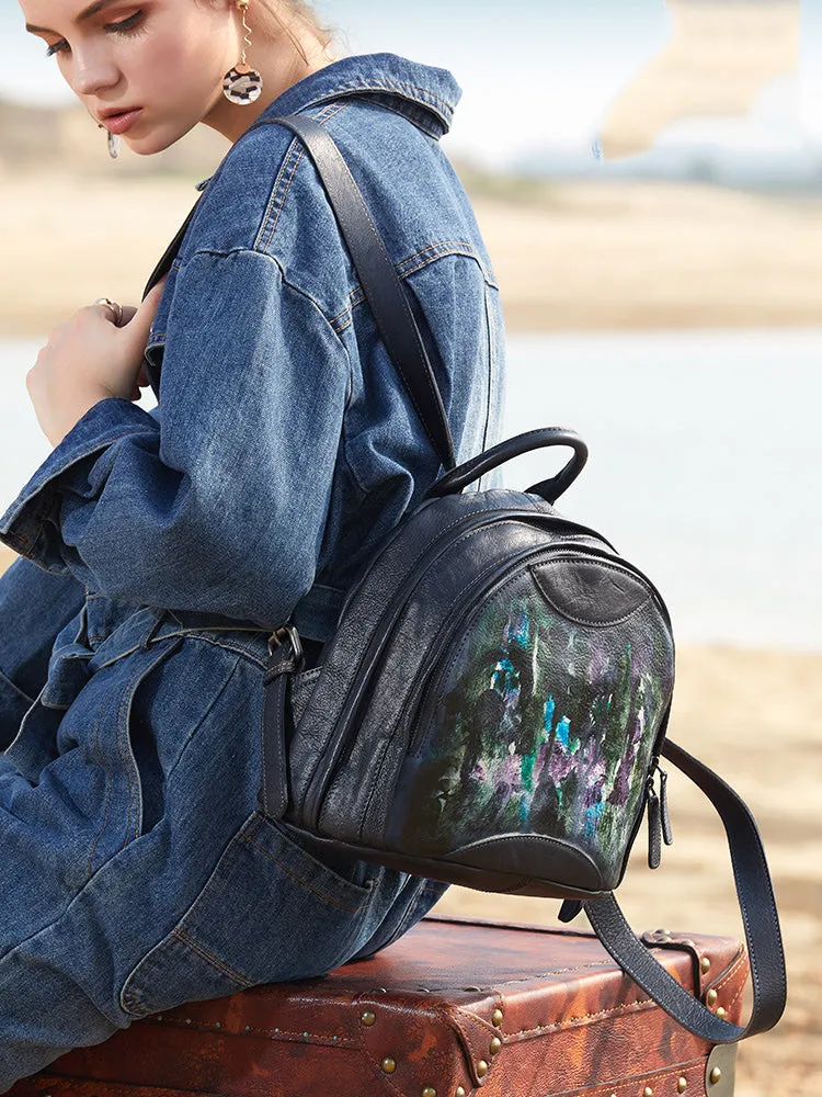 Best Leather Rucksack Bag Womens Vintage Small School Backpacks Leather Backpack Purse