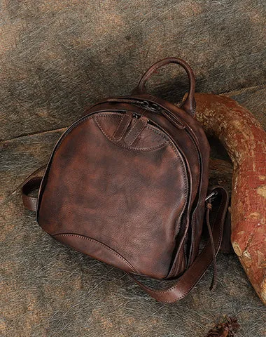 Best Leather Rucksack Bag Womens Vintage Small School Backpacks Leather Backpack Purse