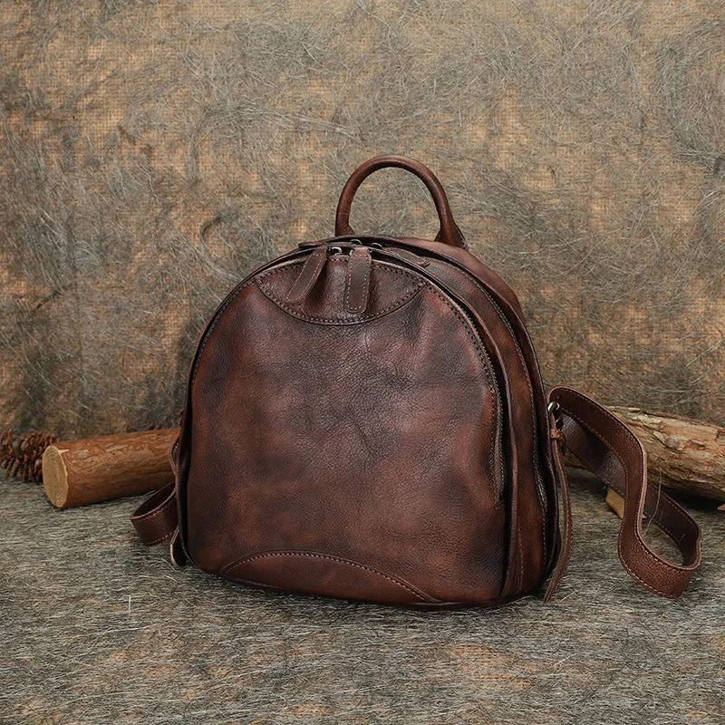 Best Leather Rucksack Bag Womens Vintage Small School Backpacks Leather Backpack Purse