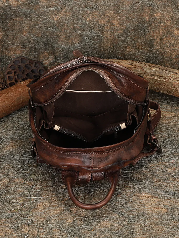 Best Leather Rucksack Bag Womens Vintage Small School Backpacks Leather Backpack Purse
