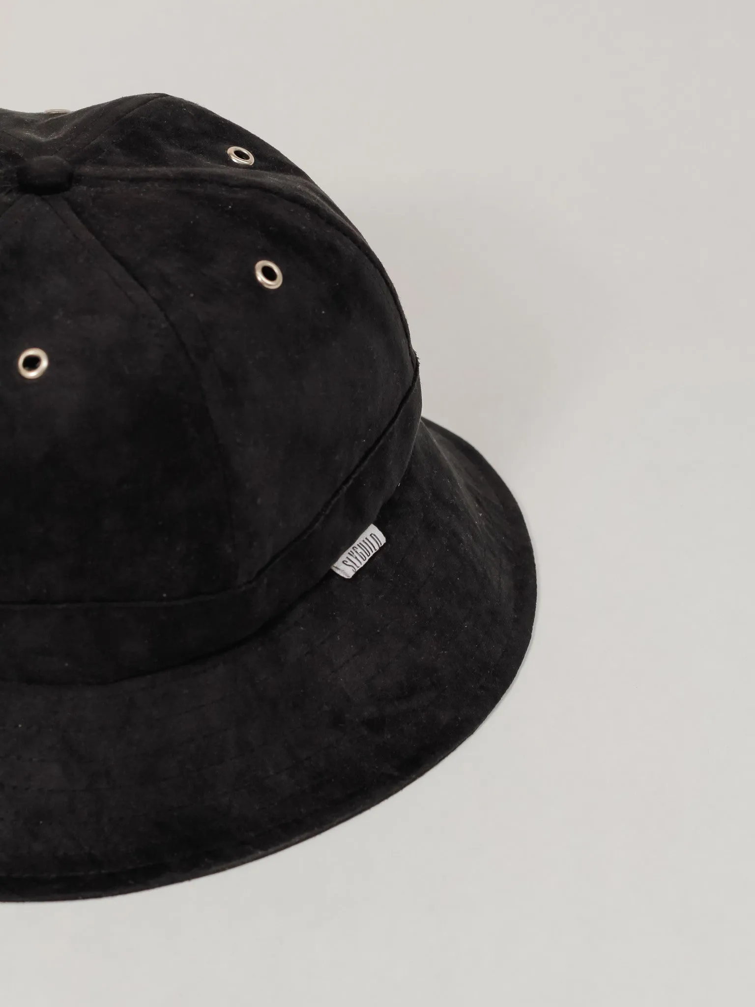 Black suede 6 panel bucket