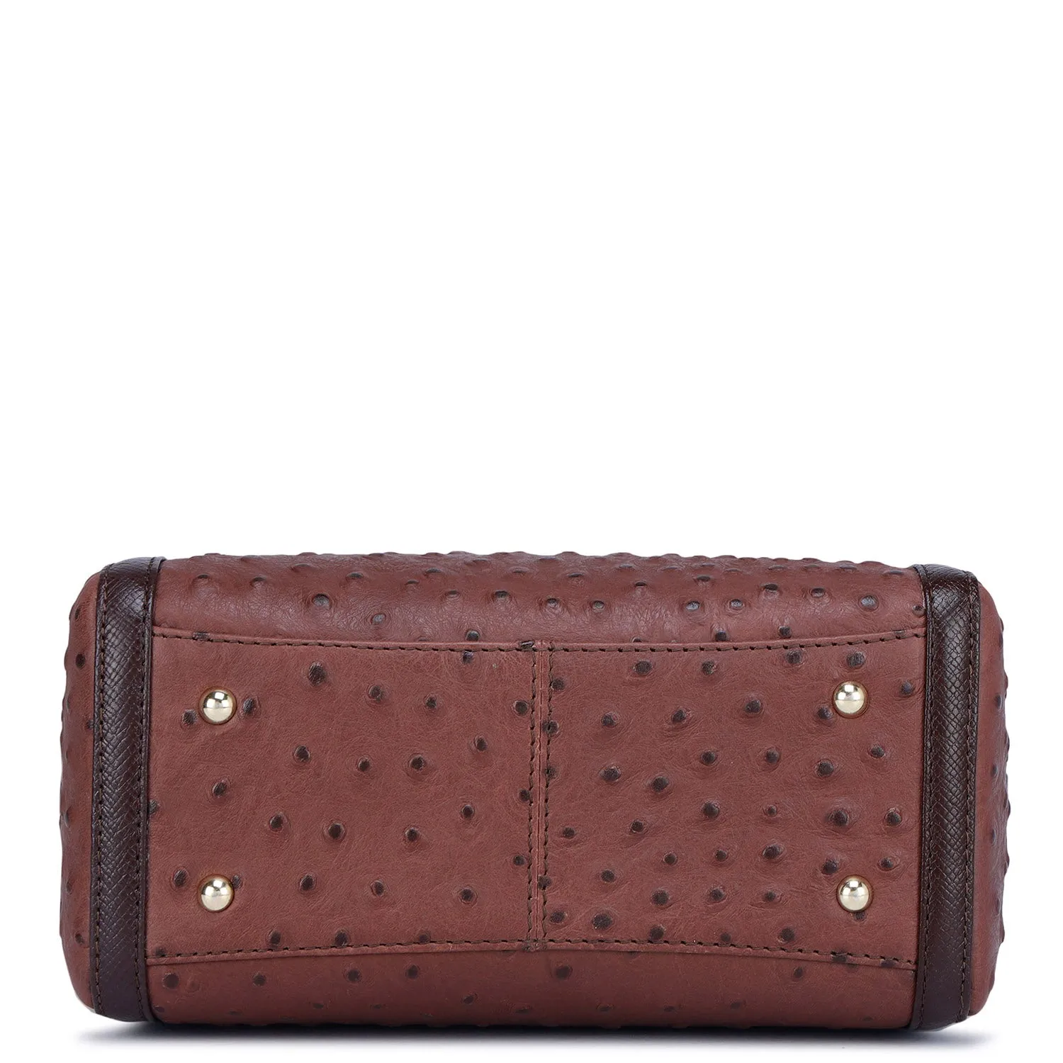 Brown Ostrich Pattern Satchel Bag