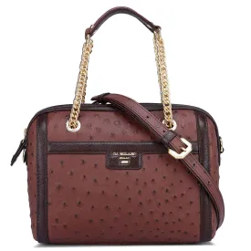 Brown Ostrich Pattern Satchel Bag