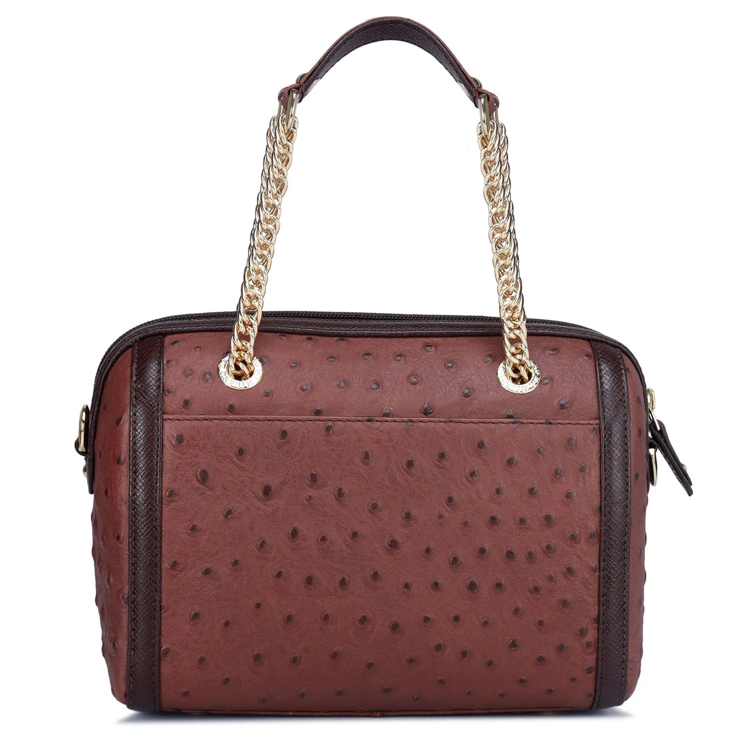 Brown Ostrich Pattern Satchel Bag