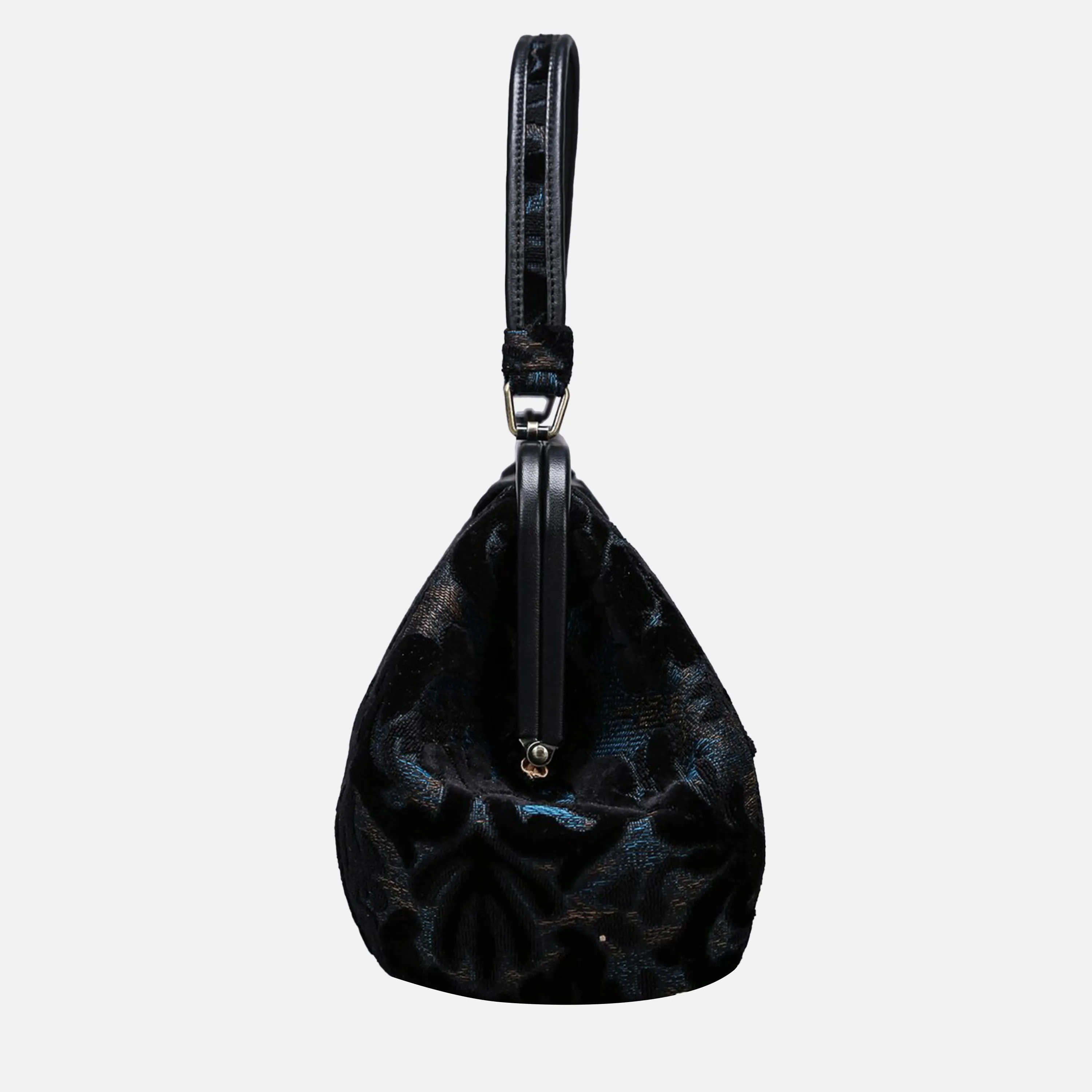 Burnout Velvet Black Top Handle Purse