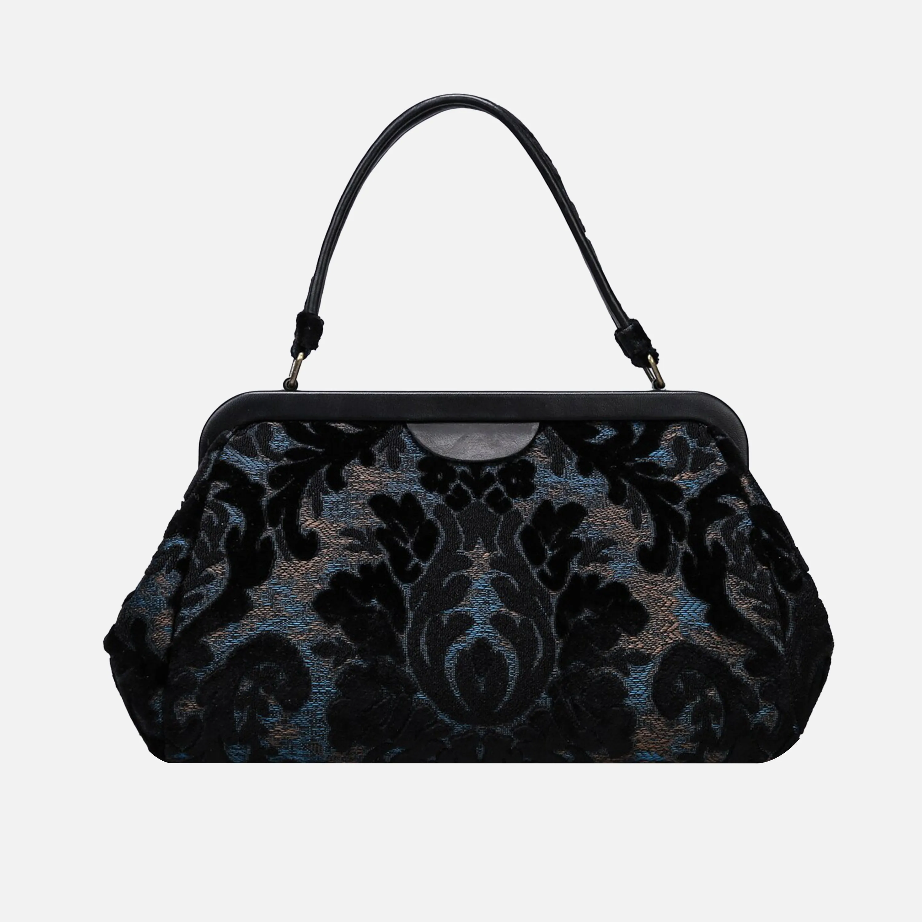 Burnout Velvet Black Top Handle Purse