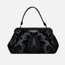 Burnout Velvet Black Top Handle Purse