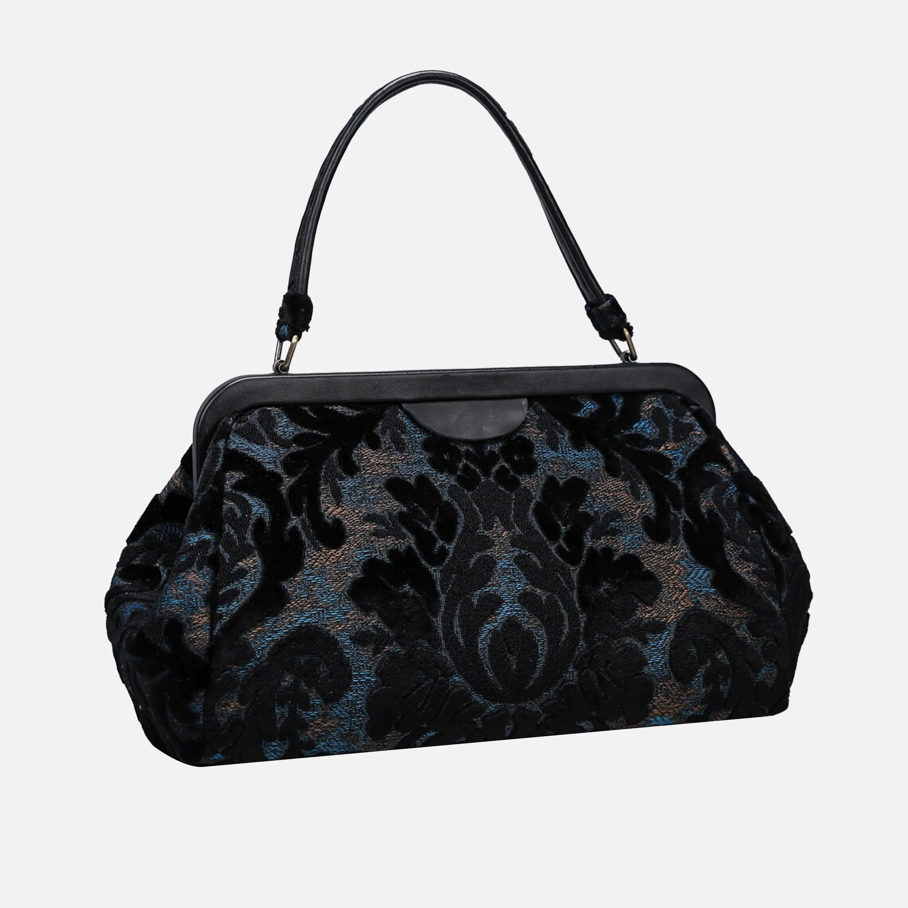 Burnout Velvet Black Top Handle Purse
