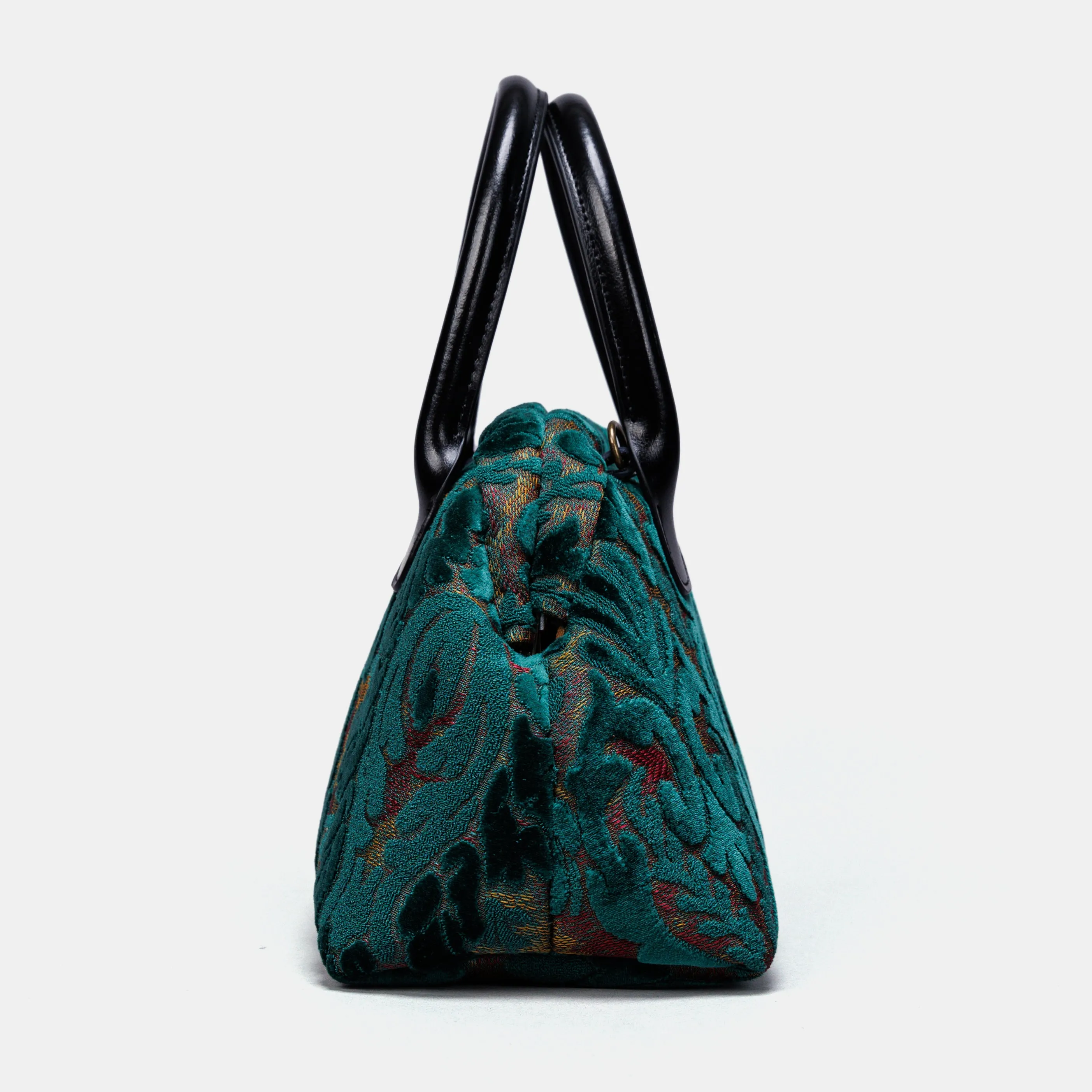 Burnout Velvet Jade Green Carpet Satchel