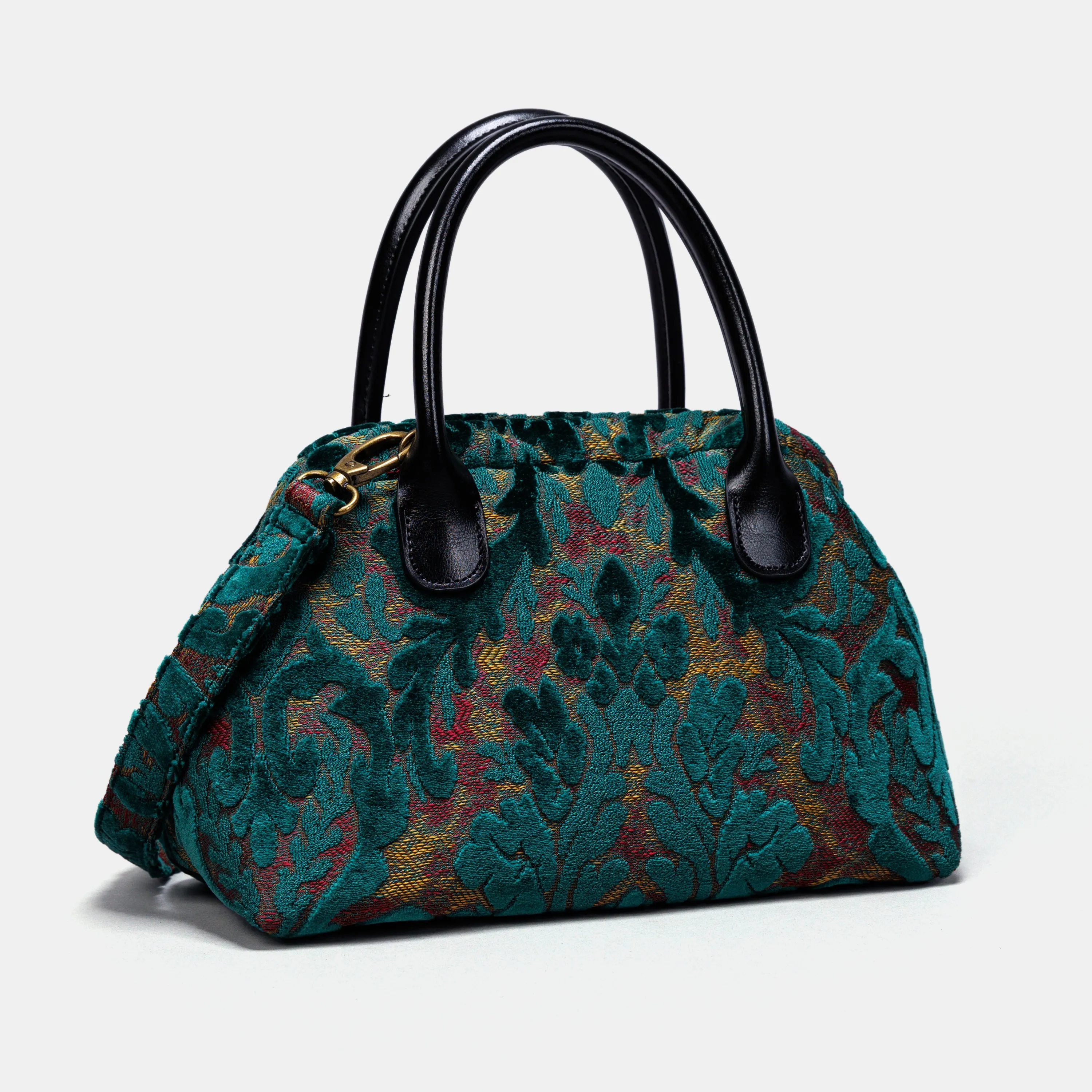 Burnout Velvet Jade Green Carpet Satchel