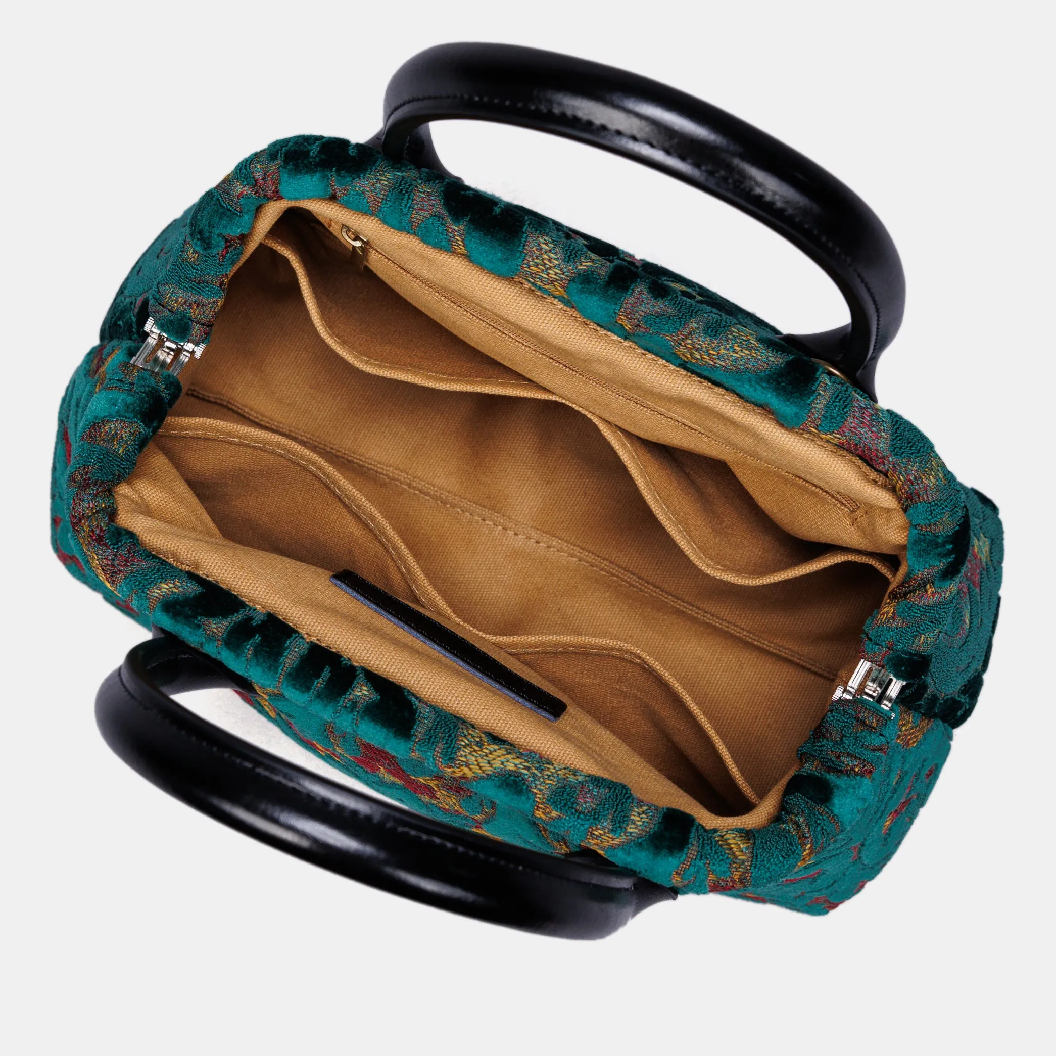 Burnout Velvet Jade Green Carpet Satchel