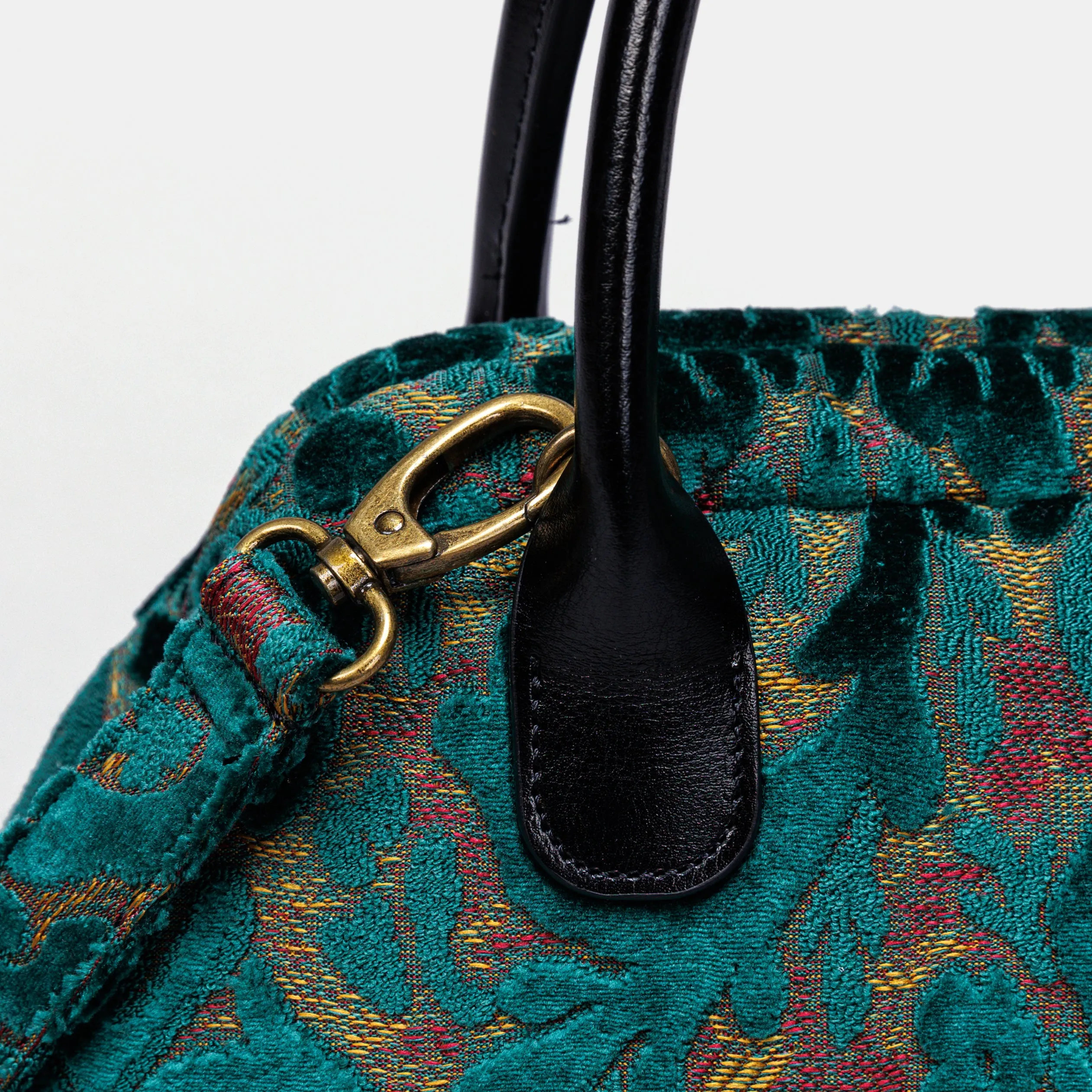 Burnout Velvet Jade Green Carpet Satchel