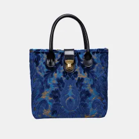 Burnout Velvet Navy Tuck Lock Carpet Satchel
