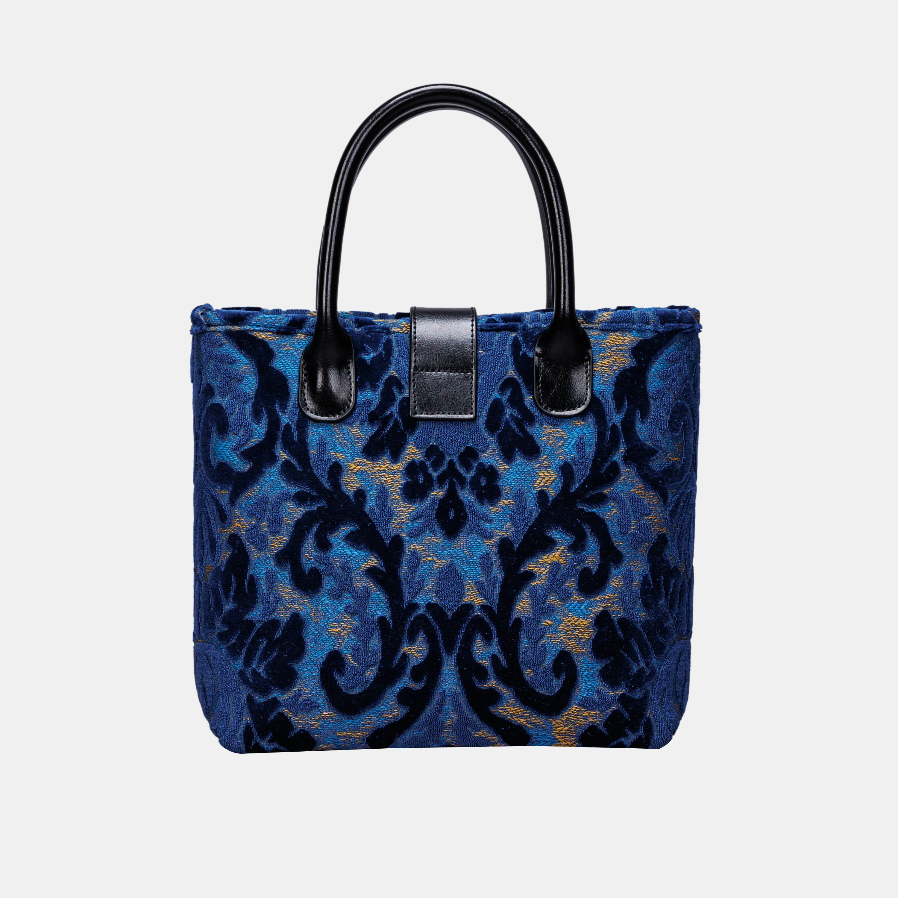 Burnout Velvet Navy Tuck Lock Carpet Satchel