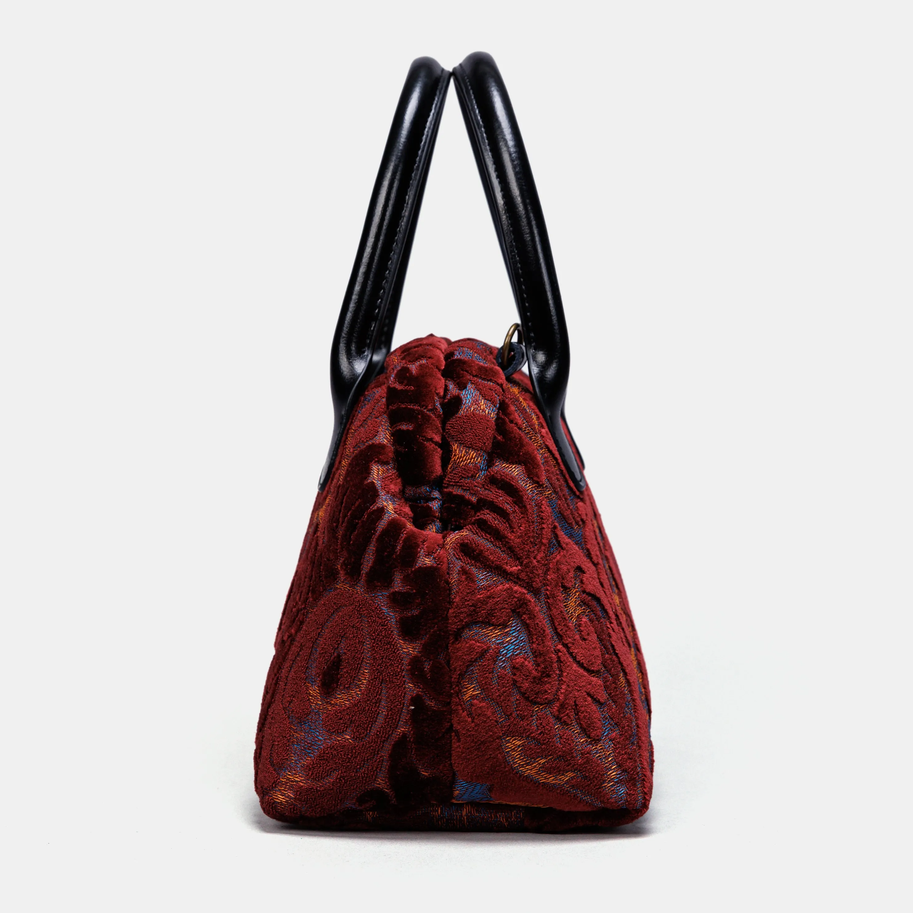 Burnout Velvet Wine Carpet Satchel