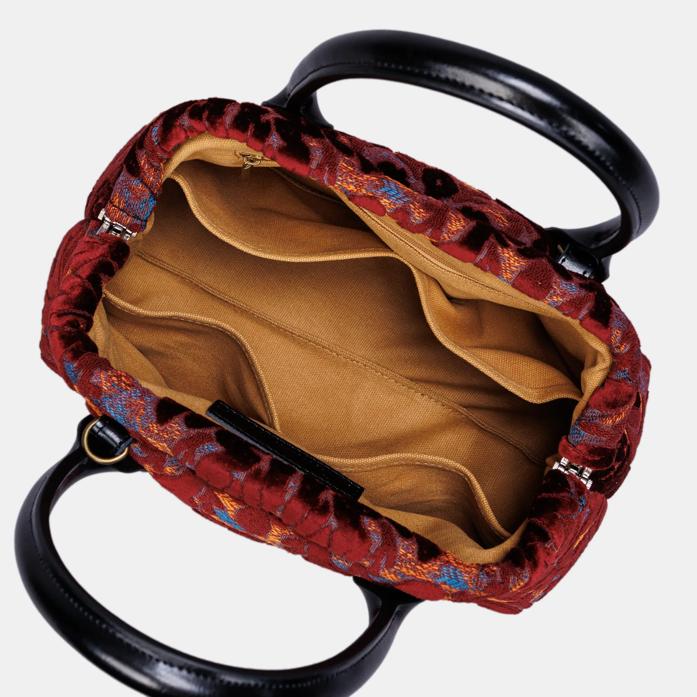 Burnout Velvet Wine Carpet Satchel