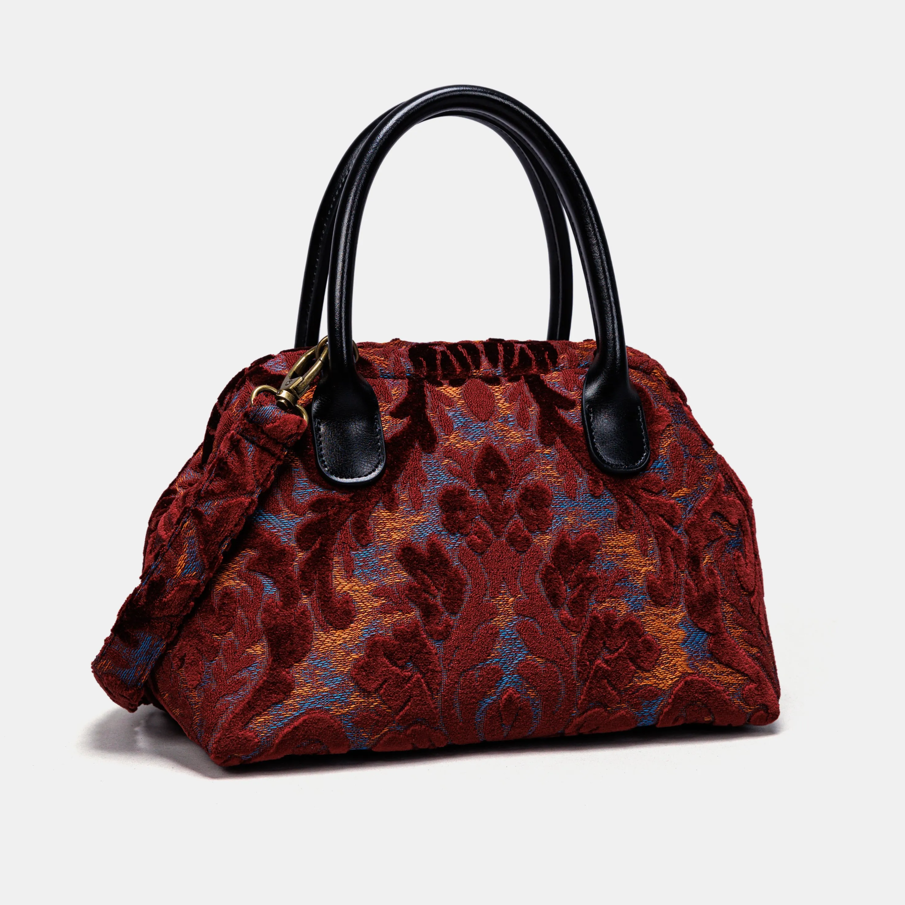 Burnout Velvet Wine Carpet Satchel