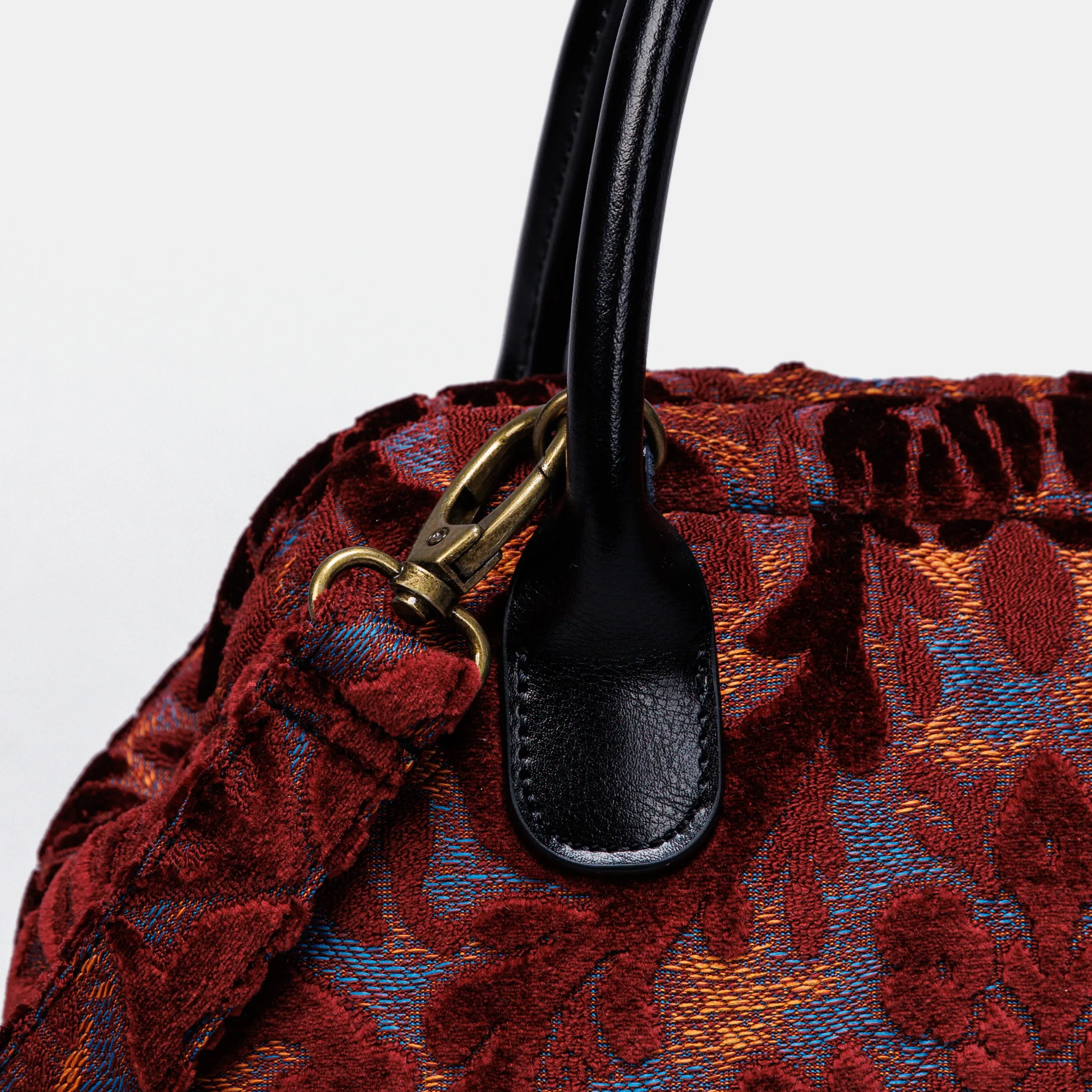Burnout Velvet Wine Carpet Satchel