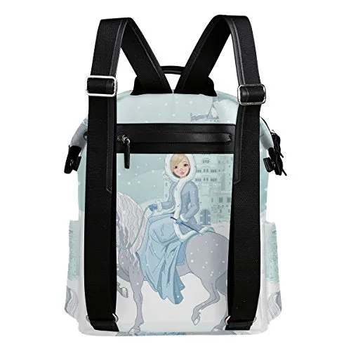 Colourlife Princess Riding Horse Stylish Casual Shoulder Backpacks Laptop School Bags Travel