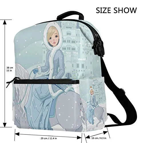 Colourlife Princess Riding Horse Stylish Casual Shoulder Backpacks Laptop School Bags Travel