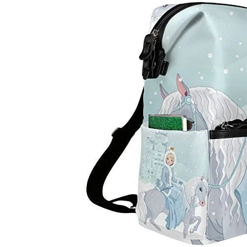 Colourlife Princess Riding Horse Stylish Casual Shoulder Backpacks Laptop School Bags Travel