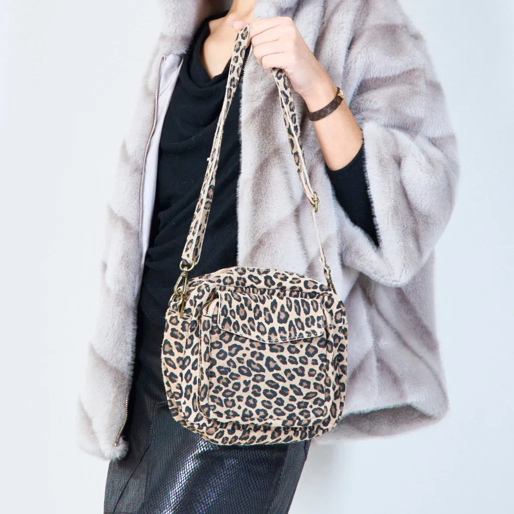 Compact leopard print crossbody bags wholesale