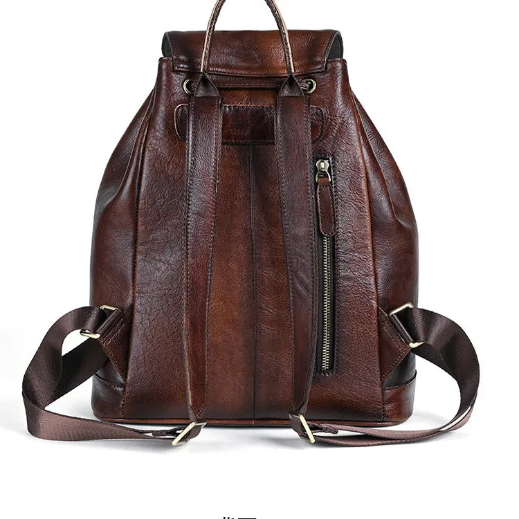 Cool Ladies Leather Black Backpack Purses Leather Bookbag