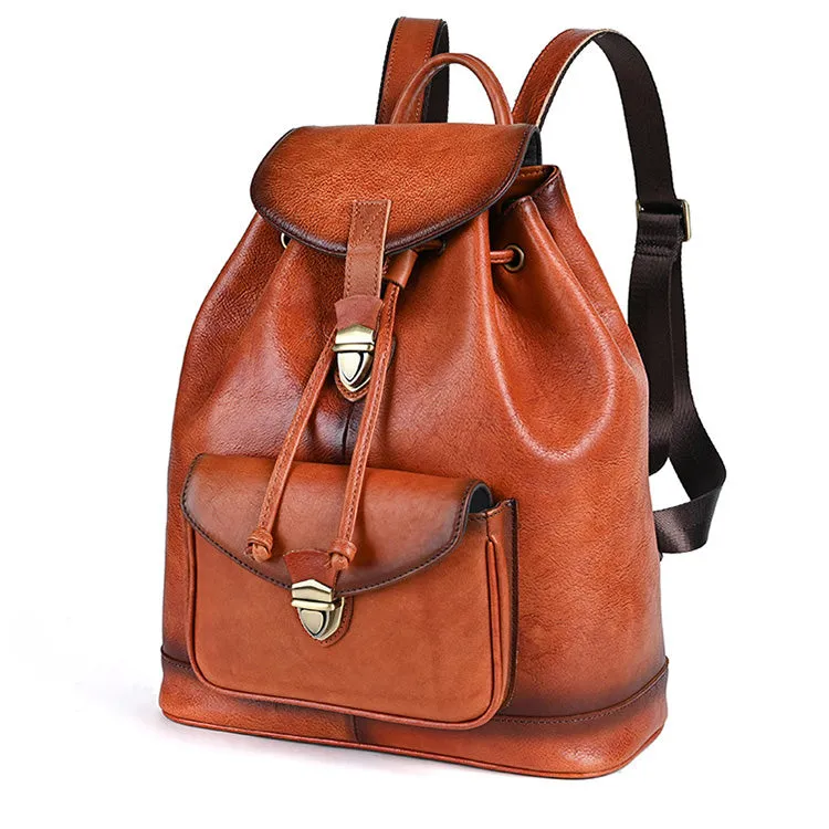Cool Ladies Leather Black Backpack Purses Leather Bookbag