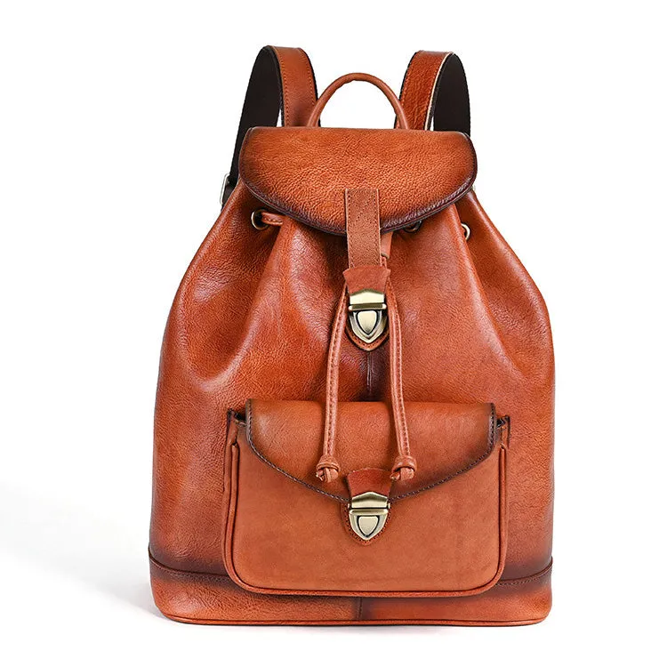 Cool Ladies Leather Black Backpack Purses Leather Bookbag