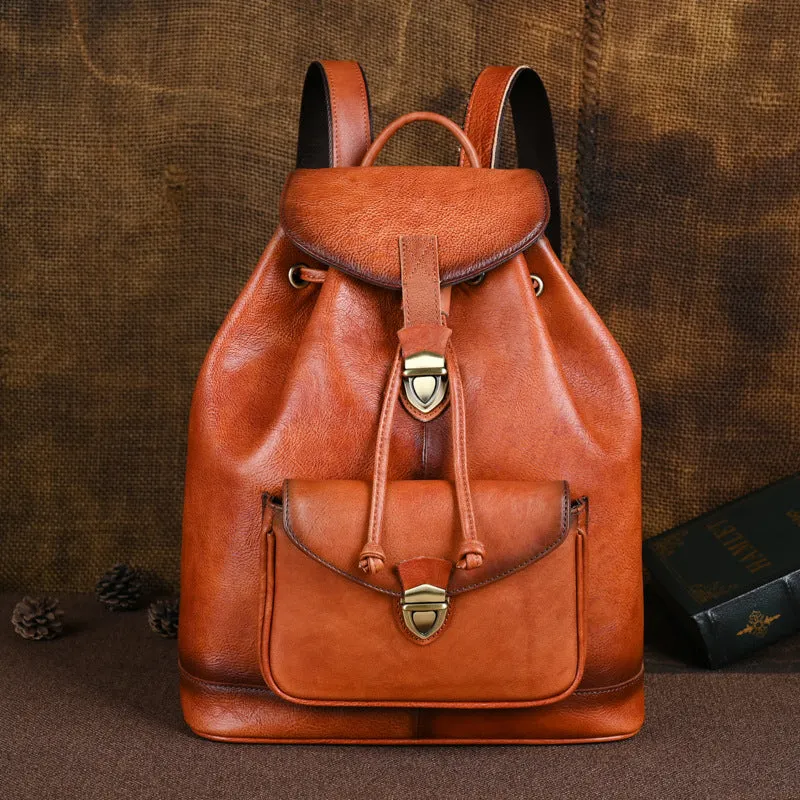 Cool Ladies Leather Black Backpack Purses Leather Bookbag