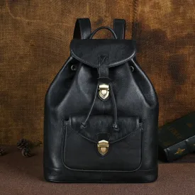 Cool Ladies Leather Black Backpack Purses Leather Bookbag