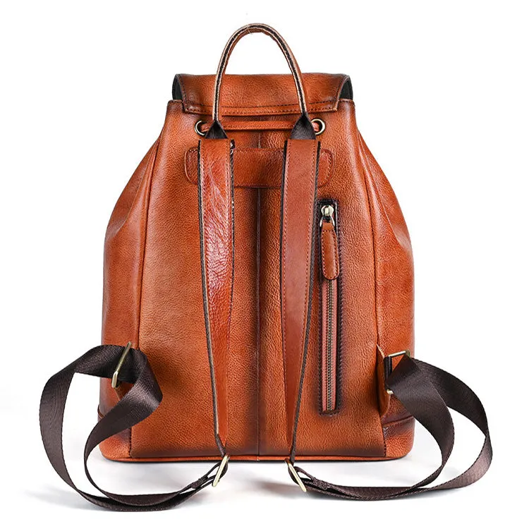 Cool Ladies Leather Black Backpack Purses Leather Bookbag