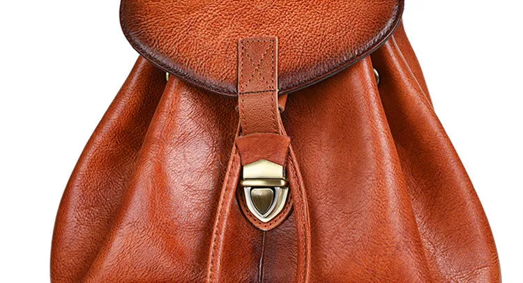 Cool Ladies Leather Black Backpack Purses Leather Bookbag