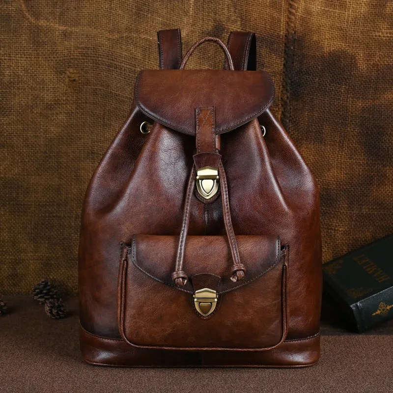 Cool Ladies Leather Black Backpack Purses Leather Bookbag