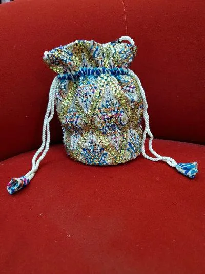 Crystal embellished mini bucket bag