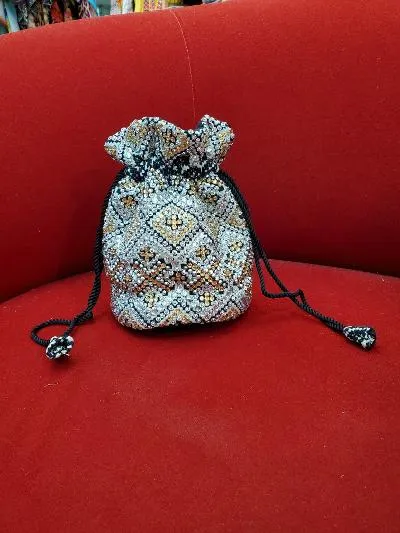 Crystal embellished mini bucket bag