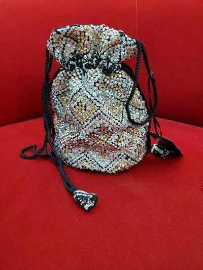 Crystal embellished mini bucket bag