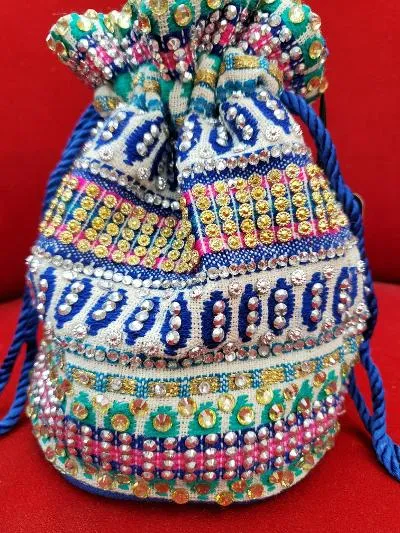 Crystal embellished mini bucket bag