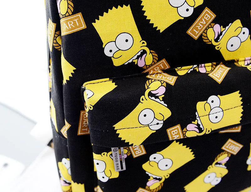 Cute Cartoon Simpson Print Canvas School Backpack Bag