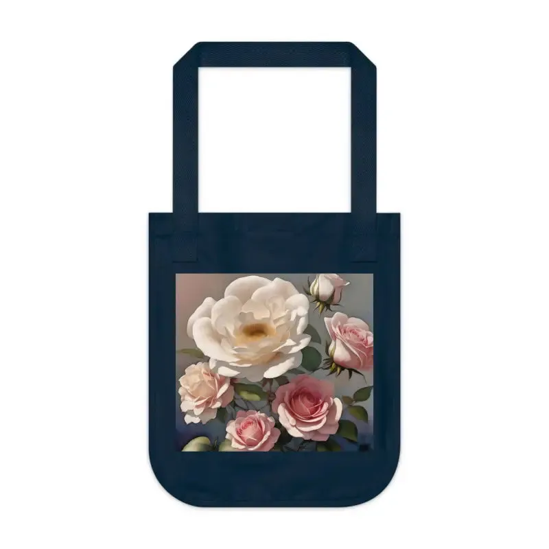 Dipaliz Organic Canvas Tote Bag with Rose Flowers